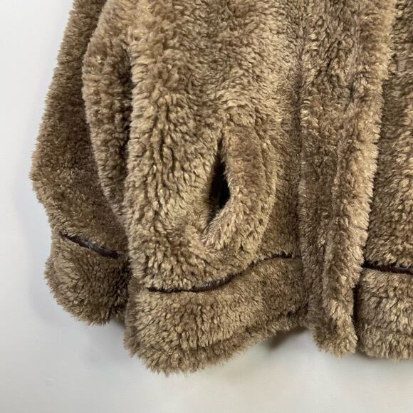 ASOS Hero Borg Brown Faux Fur Teddy Bomber Chuck on Coat Jacket 6 Petite New - Picture 6 of 16